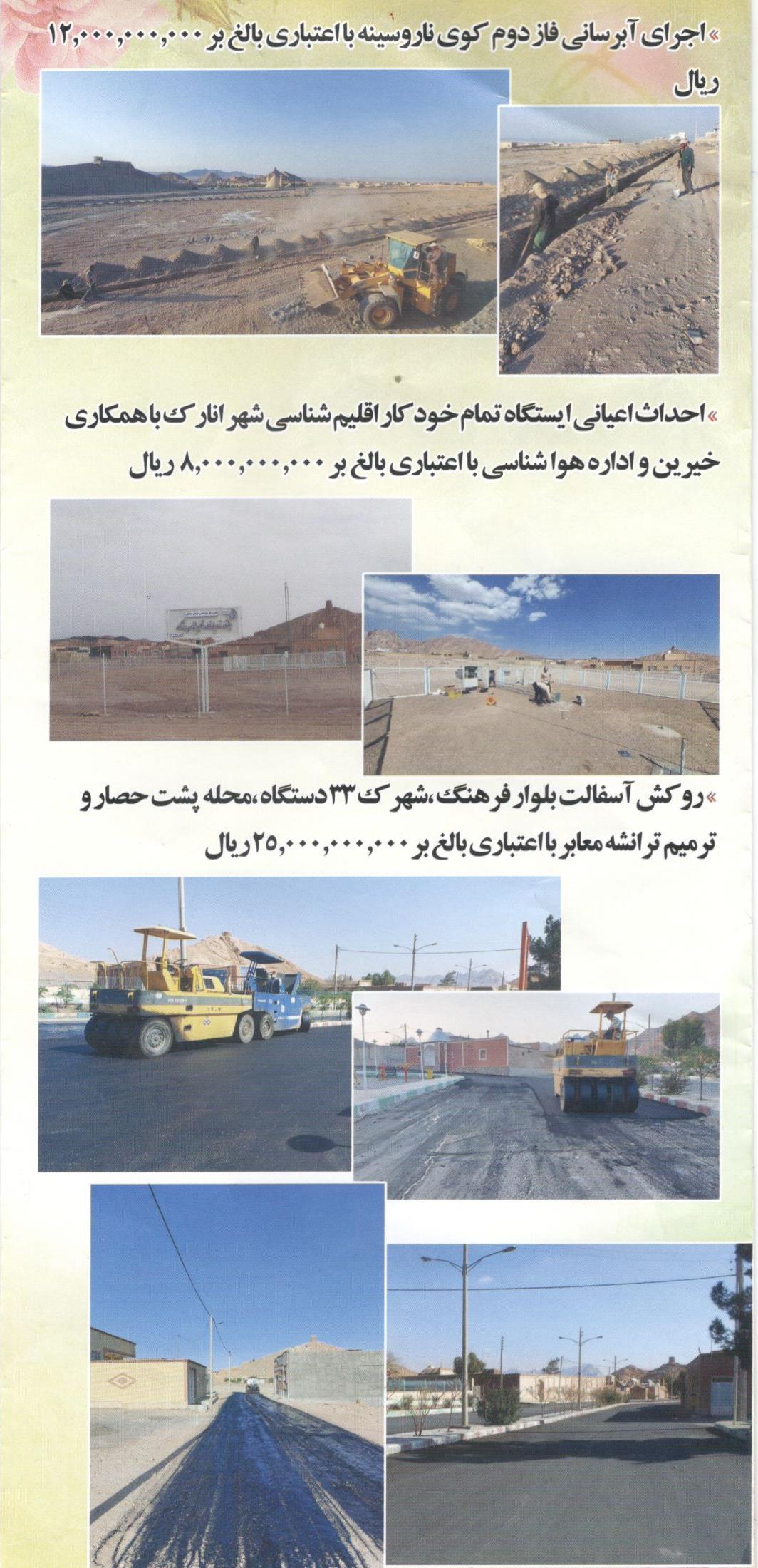 عملکرد شهرداری و شورای شهر انارک در سال 1401