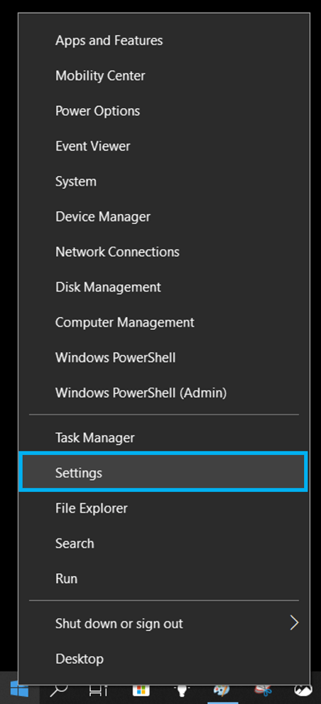 تنظیمات در لیست وظایف ویندوز با کلیک بر روی تنظیمات یا نماد چرخ دنده می توانید تنظیمات خود را در ویندوز مشاهده کنید.