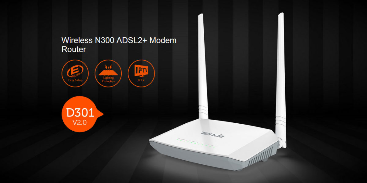 مودم روتر ADSL2 Plus بی‌سیم N300 تندا مدل D301 V2