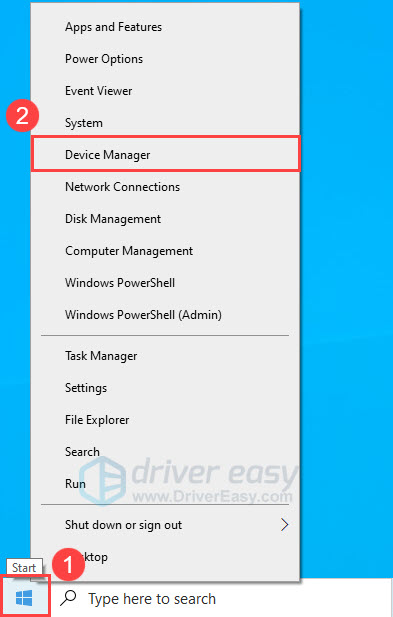 در نوار وظیفه خود، روی دکمه Start کلیک راست کرده و Device Manager را انتخاب کنید.