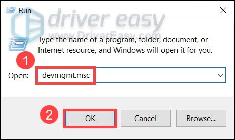 روی صفحه‌کلید، Win+R (کلید لوگوی ویندوز و کلید R) را به‌طور هم‌زمان فشار دهید تا کادر Run فراخوانی شود. devmgmt.msc را تایپ یا جای‌گذاری کنید و روی OK کلیک کنید.