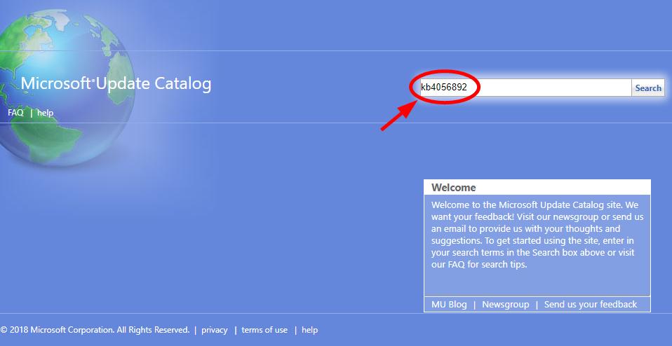 4) به کاتالوگ Microsoft Update بروید. سپس به‌روزرسانی‌هایی را که نصب نکرده‌اید جستجو کنید.