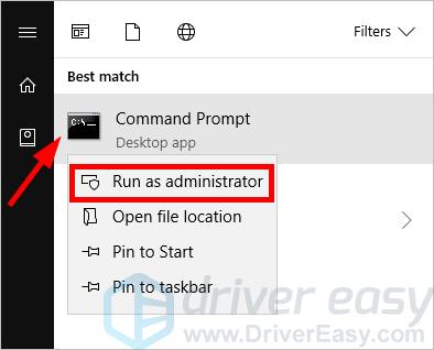 در لیست نتایج بر روی Command Prompt کلیک راست کرده، سپس Run as administrator را انتخاب کنید.