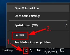 روی نماد صدا در سمت راست پایین صفحه رایانه خود کلیک راست کنید، سپس روی Sounds کلیک کنید.