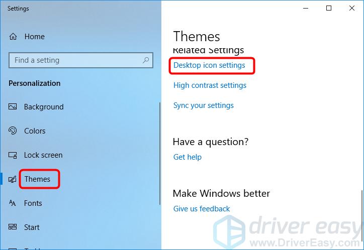 روی Themes > Desktop icon settings کلیک کنید.
