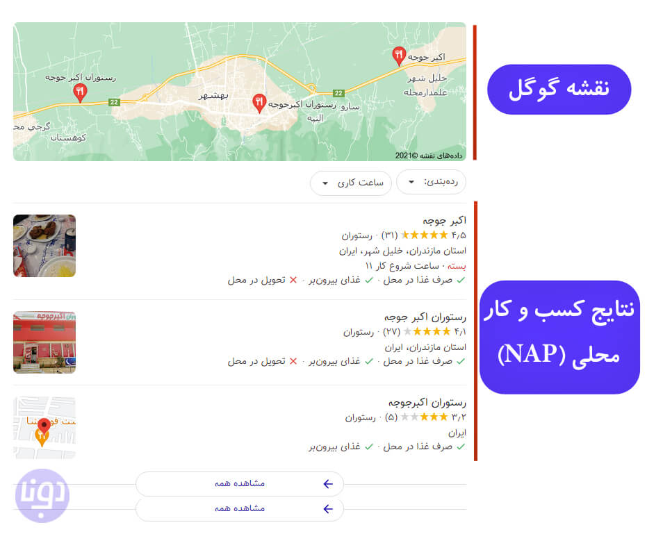 بلوک نقشه گوگل یا Map Pack